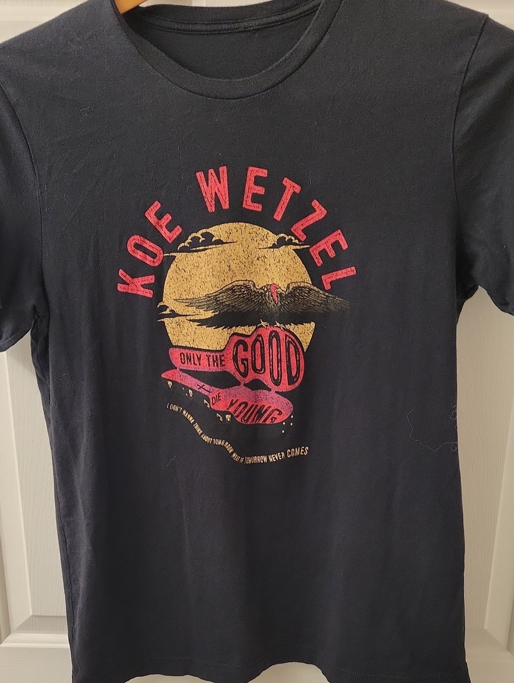 Koe Wetzel Graphic Tee in Black with Red & Gold Design